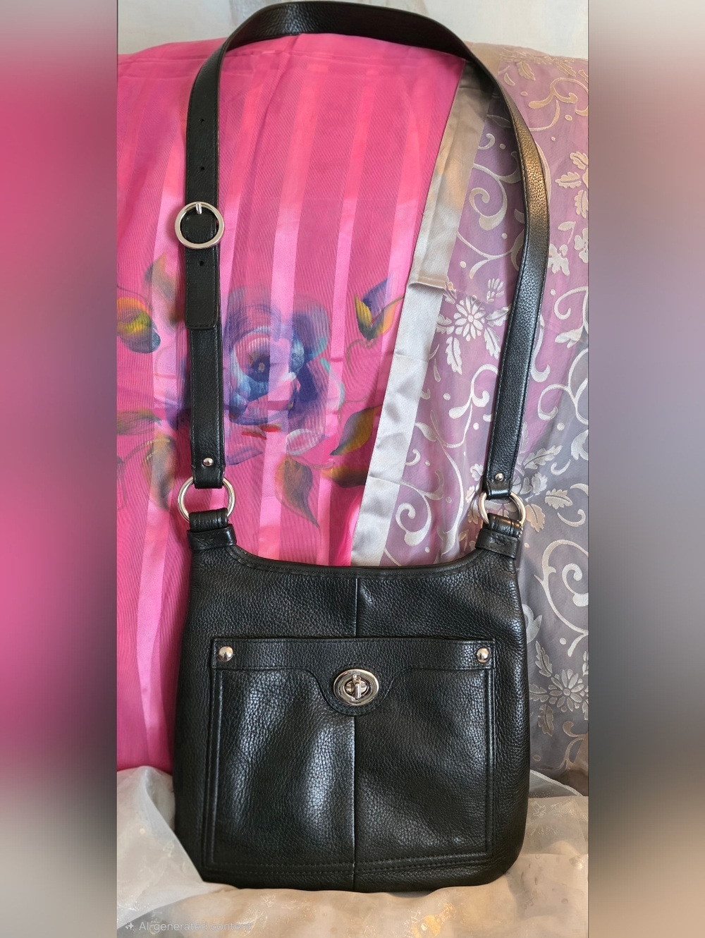 Coach Penelope Black Pebbled Leather Crossbody Bag (2011)